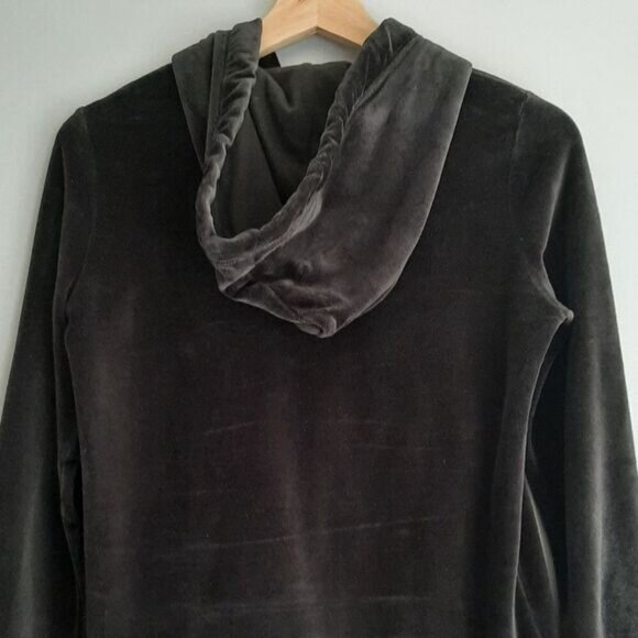 HOLLISTER Soft Velvet Full-Zip Hoodie Sweatshirt Jacket Black Sz S Flawed - Picture 7 of 12